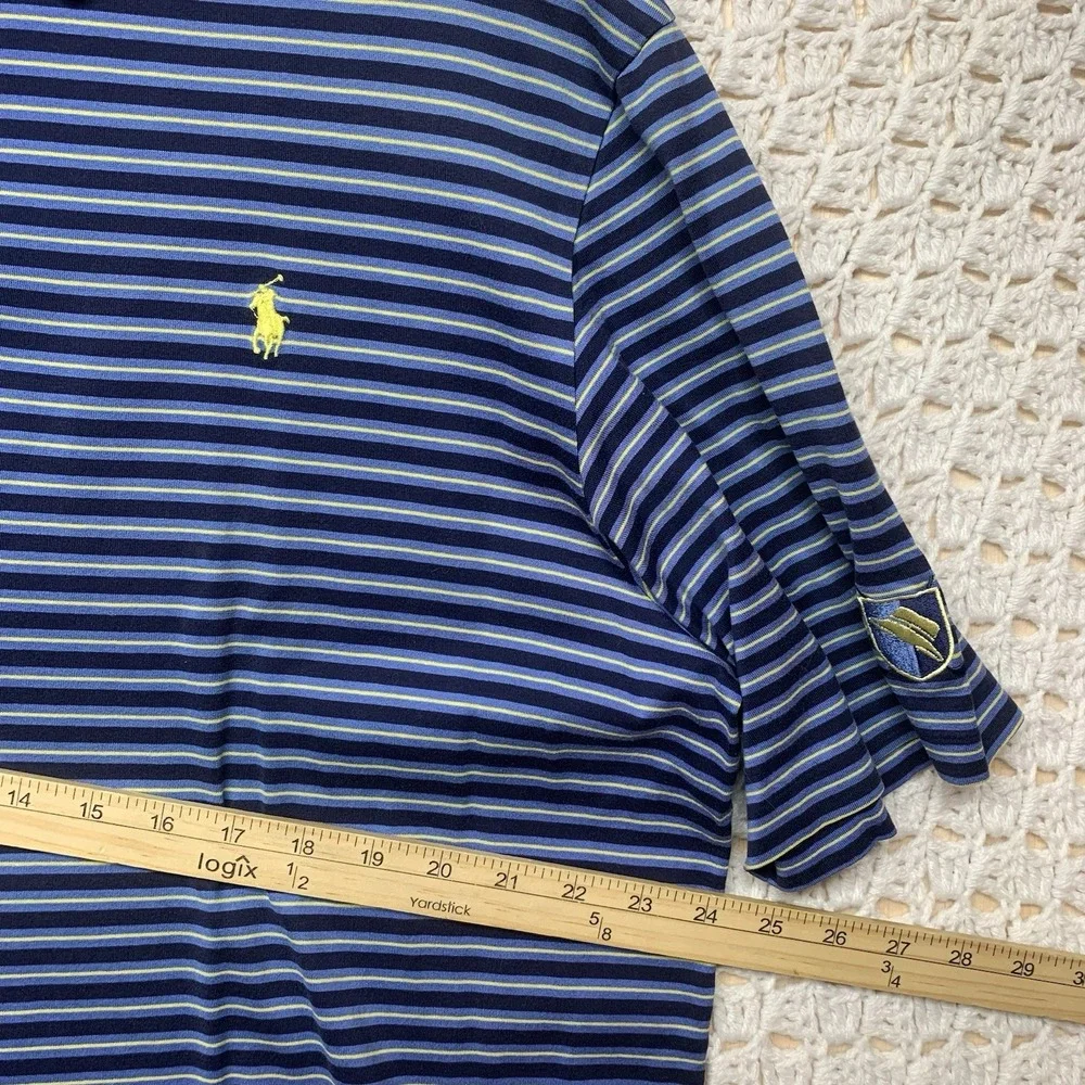 Polo Golf Ralph Lauren Shirt Mens L Navy Blue Striped 100%Pima Cotton Polo Shirt